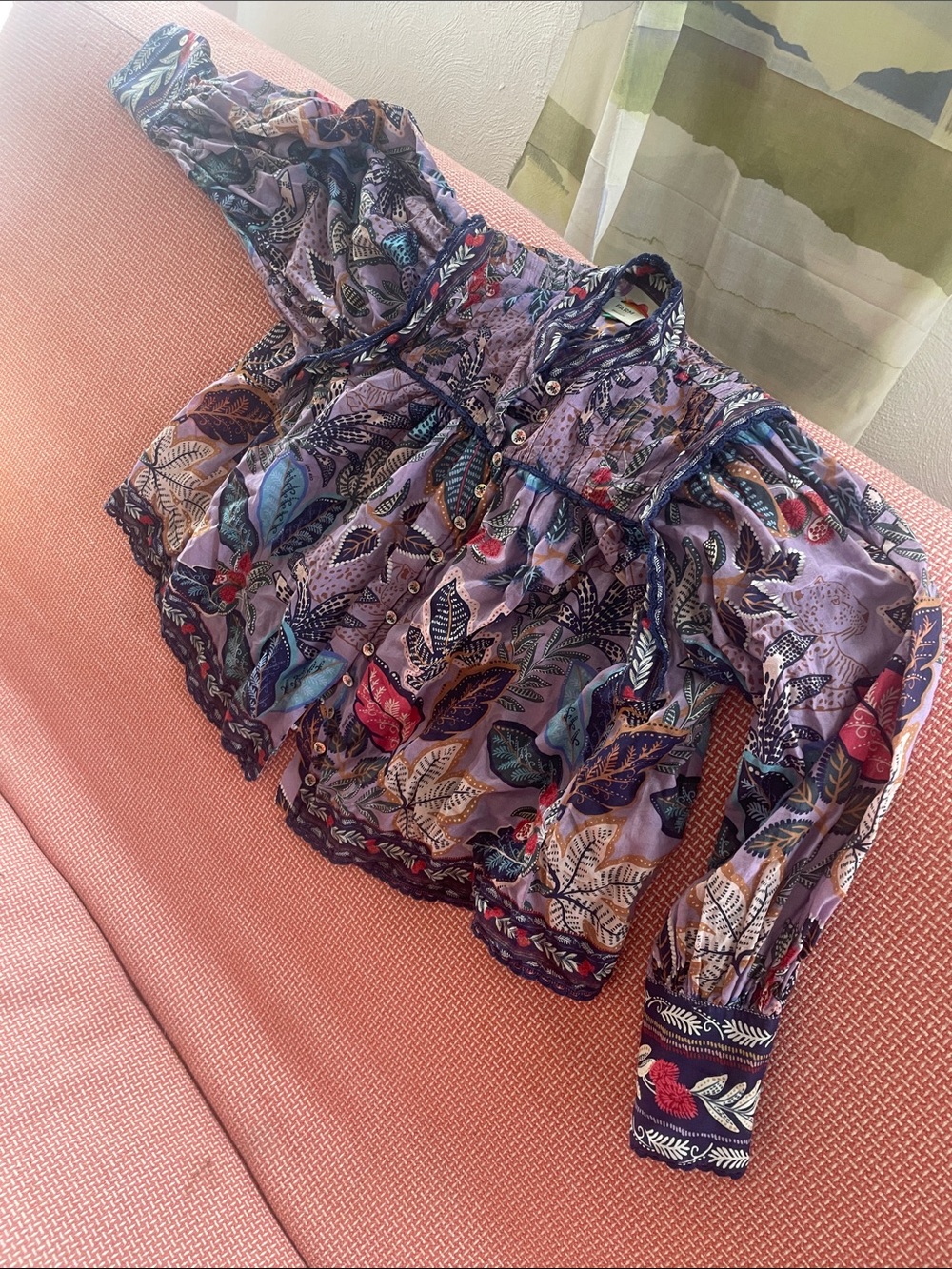 FARM Rio Lavender Botanical Button-Up Blouse - Picture 4 of 5